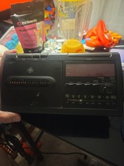 Vintage GE Cassette Black Alarm Clock Radio AM/FM 7-4915A TESTED Working Great
