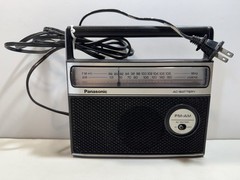 Vintage Panasonic RF-549 AC/Battery Power AM FM Portable Radio Black & Silver