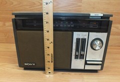 Genuine Vintage Sony (ICF-09540W) Brown & Silver FM/AM Radio W/ Tone & Volume