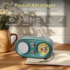 Retro Vintage Bluetooth Speaker Radio FM AM SW 3 Band Portable Green