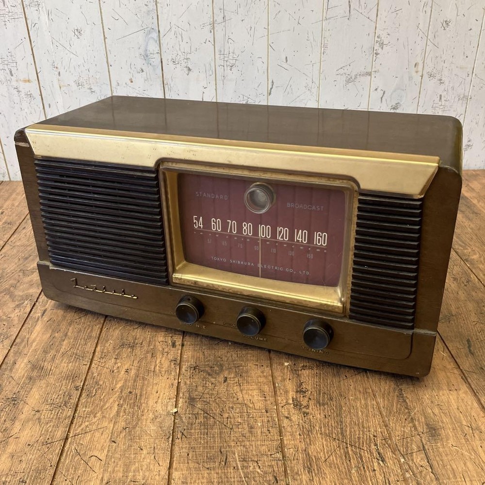 TOSHIBA Vintage Radio Vacuum Tube Radio Analog Meter Retro Working Condition JP