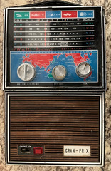 Vintage Gran Prix AM FM Weather WB Air Portable Radio 10” x 6”