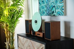 Fuse GLD Vertical Vinyl Record Player with Speakers, Bluetooth, AUX – Black Trim
