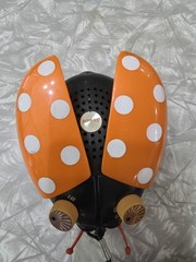 Stewart Ladybug AM Radio Orange Color Made In Hong Kong Orange 9V WORKS! Music