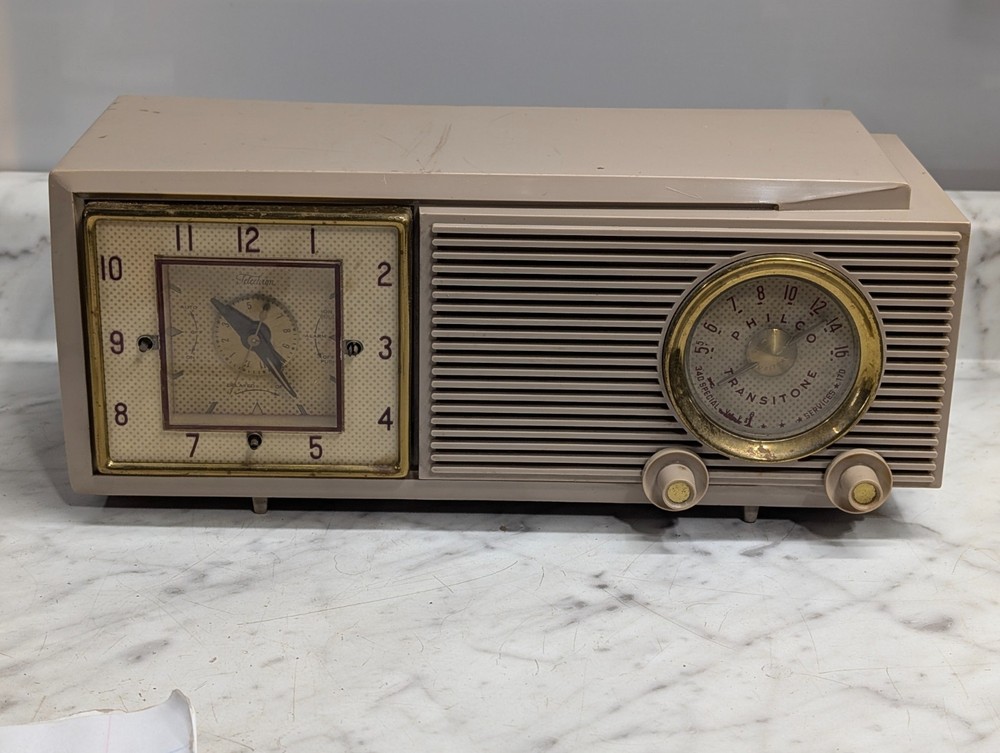 Vintage Philco Transitone Telechron 54-8742 Clock Radio Special Services