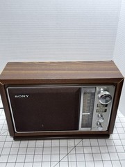 Vintage SONY AM/FM Desktop Radio ICF-9740W Wood Grain Tested Working