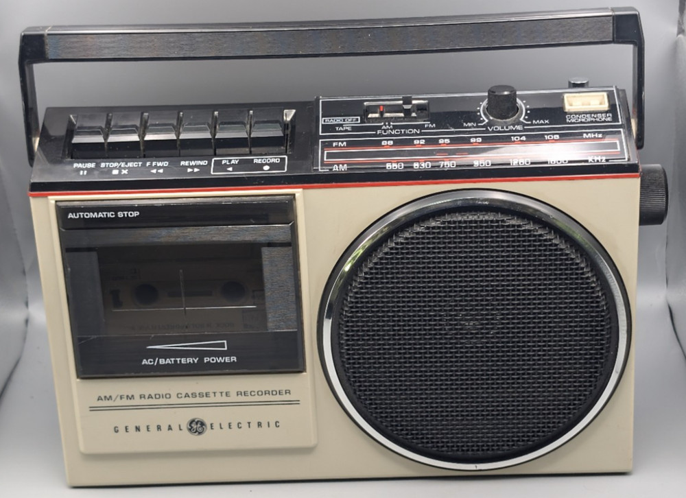 Vintage General Electric GE 3-5244B AM/FM Radio Works Cassette Recorder Repair