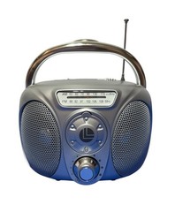 Y2K Vintage AM/FM Mini Radio Silver Telescopic Antenna Retro Big Sound Tuner