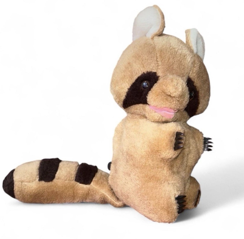 RARE Vintage 1970s Raccoon Transistor AM Radio Electronic Plush Toy 12 inch