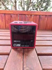 German vintage red CUBE Profitronic 100 alarm radio