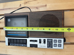 Vintage GE 7-4956B FM AM Alarm Clock Radio Cassette Recorder Wood Grain, Tested