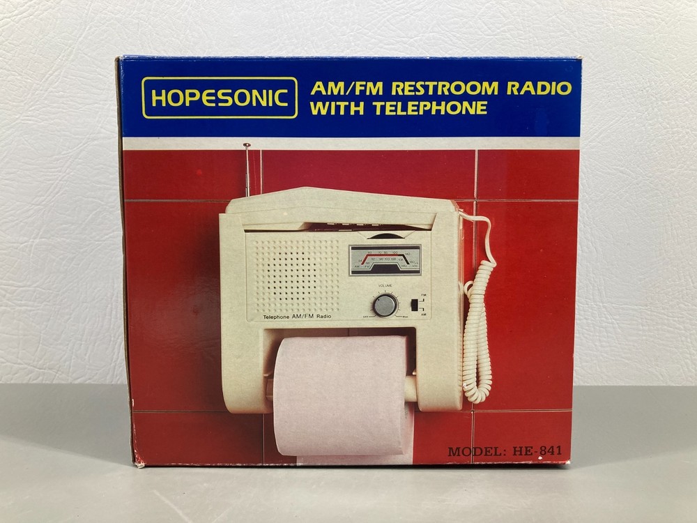 Hopesonic Restroom Radio w/ Telephone Toilet Paper Holder HE-841 New Old Stock