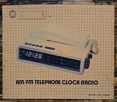 Vtg Pomtrex AM/FM TELEPHONE CLOCK RADIO White Digital Display Hong Kong Unused