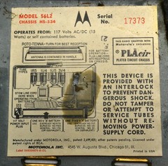 1950&rsquo;s Motorola 56L2 CH=HS-534 Tube Portable Radio – Repair/Restore/Parts