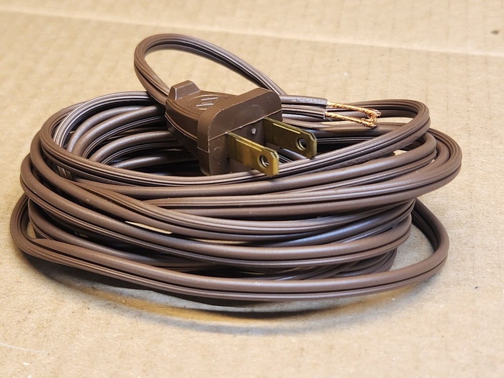 NEW 12&prime; AC Power Cord Cable KLH 8 Eight 21 Twenty One Radio Brown Non Polarized