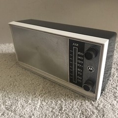 Vintage Motorola AM Radio – Black White Silver – Tested Works – 1960’s? Prop?