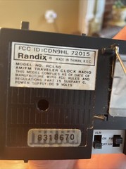 Vintage Randix Portable AM/FM Clock Radio Model No RCL-50 (Read Description)
