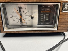 Vintage General Electric Radio Alarm Clock Radio Walnut Grain Retro Dial VIDEO