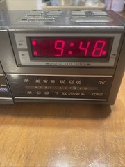 Vtg Sears AM -FM 2 Alarm Clock Radio Read Tape Player Slow, Clock & Alarm Works