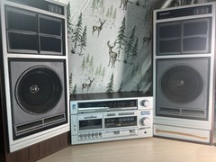 Vintage Soundesign 5642 Radio Tape Player/Recorder (2) 707S Wood Box Speakers