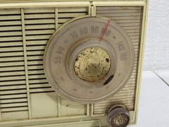 Vintage General Electric Dual Speaker AM Tube Radio Mid Century Modern Decor
