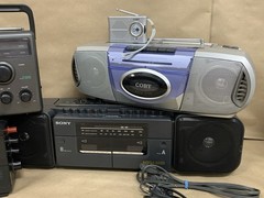 Vintage AM/FM Radio Cassette Alarm Clock Lot Sony Coby Proton Radio Shack Tandy
