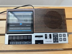 Vintage GE 7-4956B FM AM Alarm Clock Radio Cassette Recorder Wood Grain, Tested