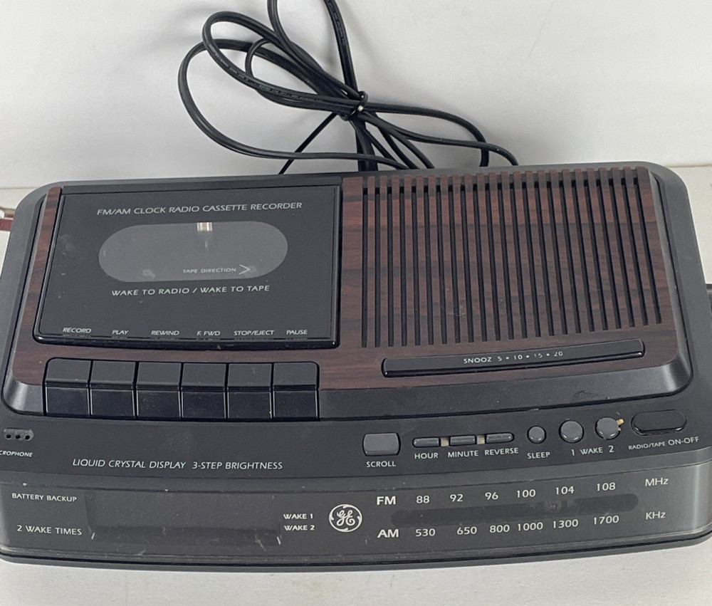 GE Model 7-4966A FM/AM Clock Radio Alarm Clock Cassette & Recorder for Parts