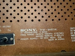 Sony TFM-9450W 11 Transistors 2 Band AM/FM Radio Vintage MCM Excellent Condition