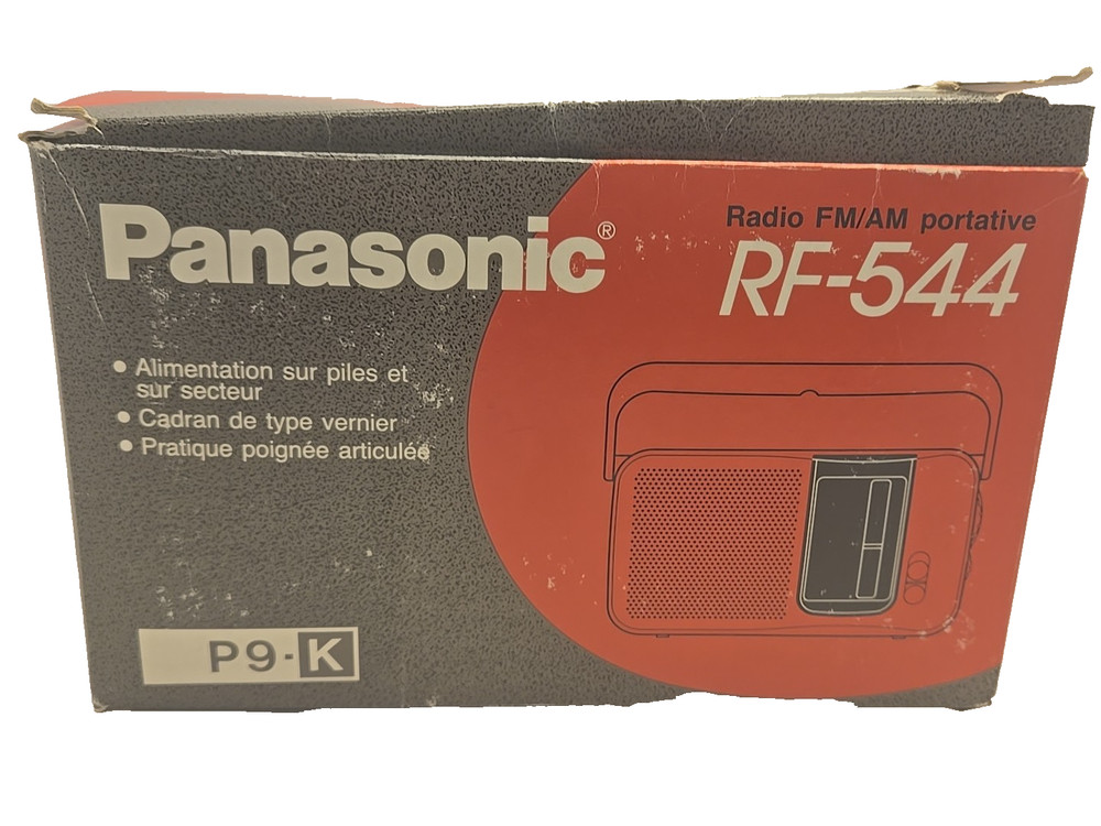 Vtg Black Portable PANASONIC AM/FM Radio #RF-544 with Speaker in original box