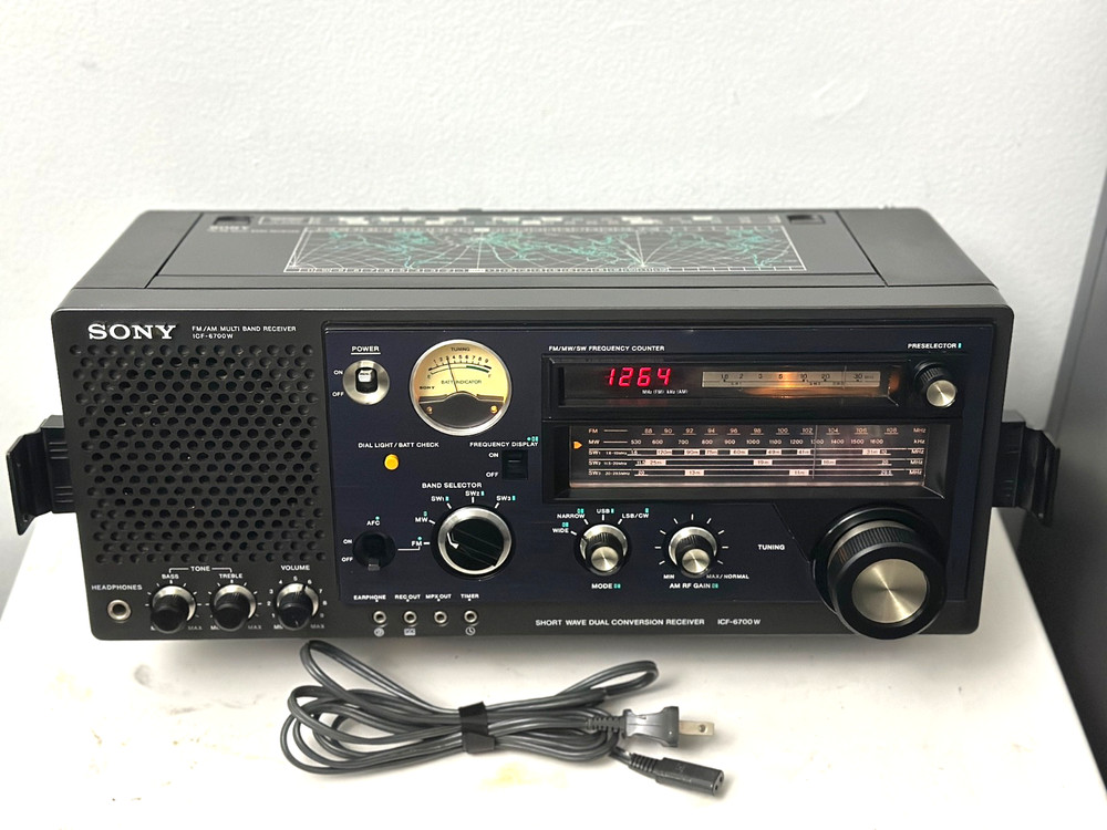 SONY 5BAND FM/AM/SW1-3 Receiver, Model No ICF-6700W, Tested/Works.