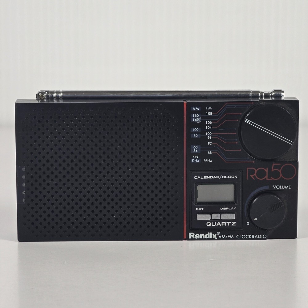 Vintage Randix Portable AM/FM Clock Radio Model No RCL-50