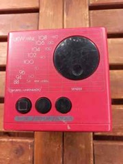 German vintage red CUBE Profitronic 100 alarm radio
