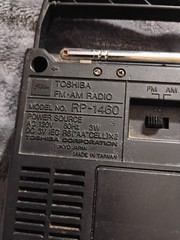 Vintage Black Toshiba RP-1460 Portable AM FM Radio – Tested & Working