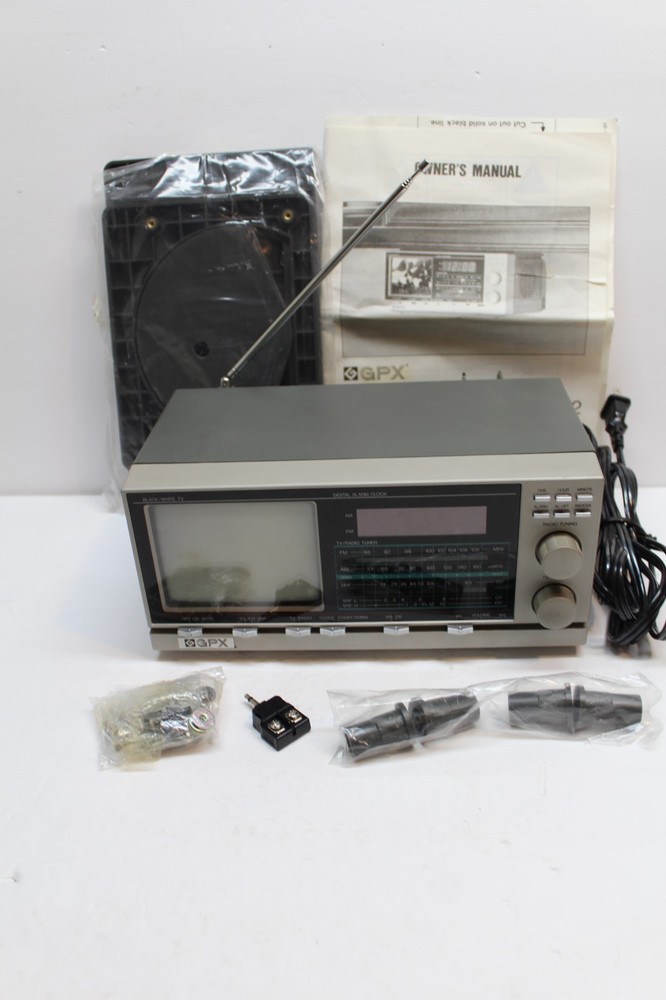 VINTAGE GPX Kitchen Companion TV-2 BLACK AND WHITE TV ALARM CLOCK