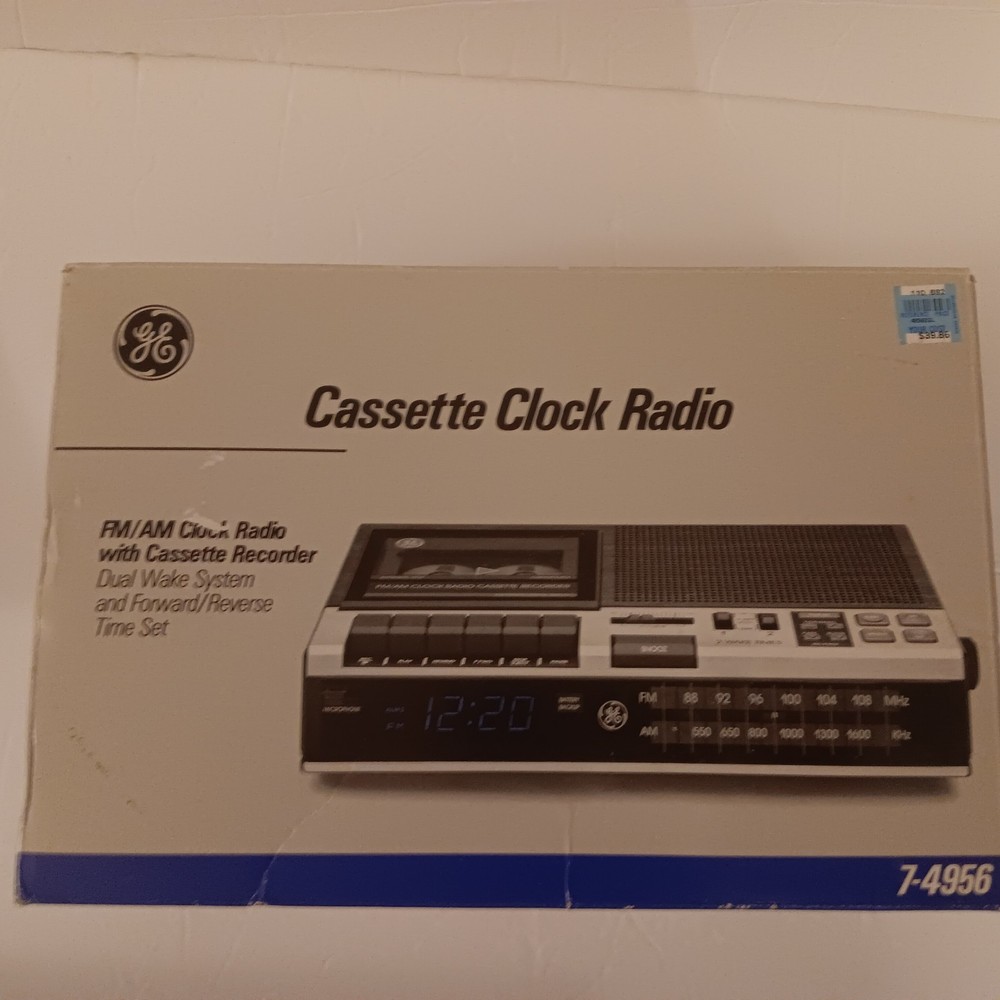 Vintage G.E. 7-4956B Cassette Clock Radio Excellent Condition Tested Working