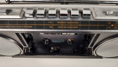 Vtg Sears Roebuck & Co SR-3000 Series Silver Mini Stereo Cassette Boombox READ
