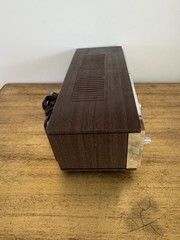 W•Lloyds Brown Silver Wired Solid State 2 Speaker Alarm Clock AM Radio Tested