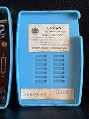 Vintage Crown 6 Transistor Radio 1950s Rare Sky Blue Made in Japan Leather Case
