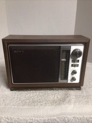 Vintage Sony FM AM Tabletop Radio Wood Grain Model ICF-9740W Retro Works READ