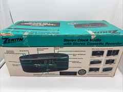 NOB Vintage Zenith ZG320M AM/FM Stereo Clock Radio Cassette Recorder Dual Alarm