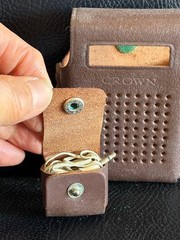 Vintage Crown 6 Transistor Radio 1950s Rare Sky Blue Made in Japan Leather Case