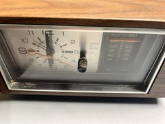 Vintage General Electric Radio Alarm Clock Radio Walnut Grain Retro Dial VIDEO