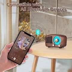 Vintage Retro Bluetooth Speaker Walnut Wooden FM Radio TF Card & MP3 Player