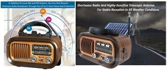 3-In-1 Solar-Powered Retro Radio AM FM SW Bluetooth Speaker USB SD Card MP3 Play