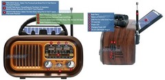 3-In-1 Solar-Powered Retro Radio AM FM SW Bluetooth Speaker USB SD Card MP3 Play