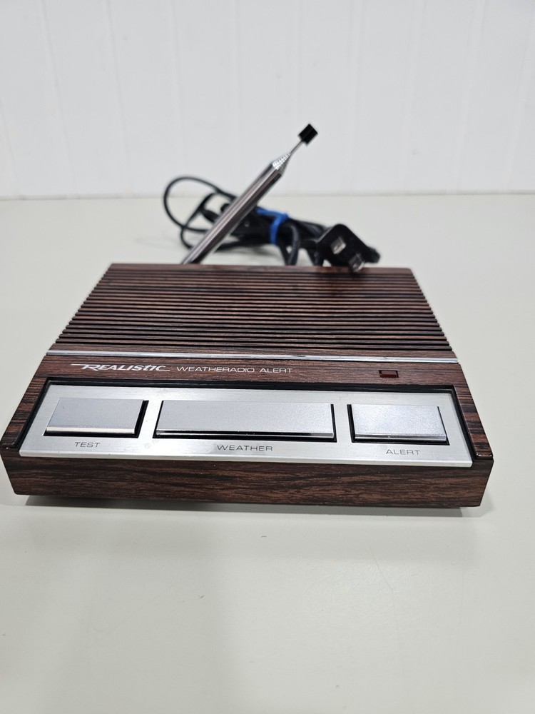 Realistic Weather Radio Alert Model 12-140 Weatheradio Antenna Faux Wood Grain