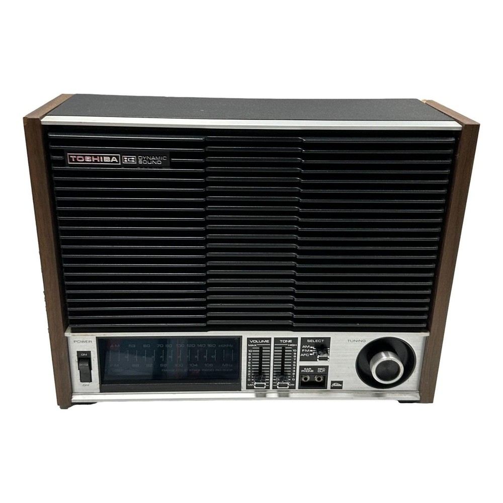 Vintage Radio Toshiba Model RH-541F Black Wood Veneer Japan c 1973