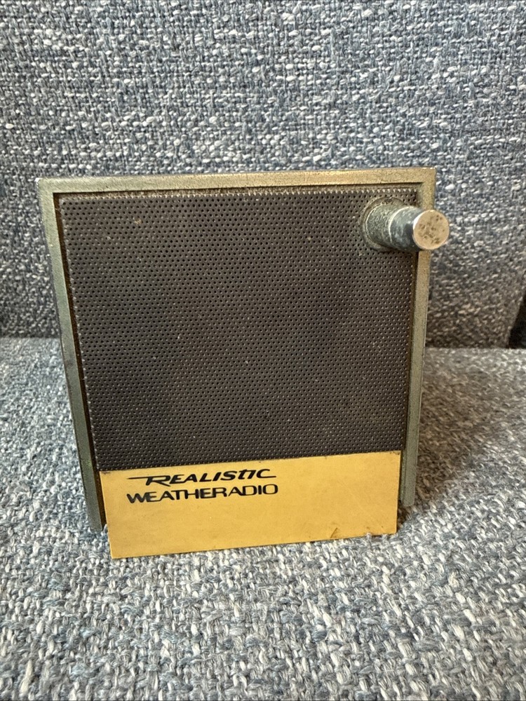 Vtg MCM Realistic Radio Shack Weather Radio Cube 12-181A Faux Walnut PARTS Read.