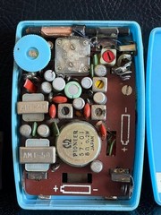 Vintage Crown 6 Transistor Radio 1950s Rare Sky Blue Made in Japan Leather Case